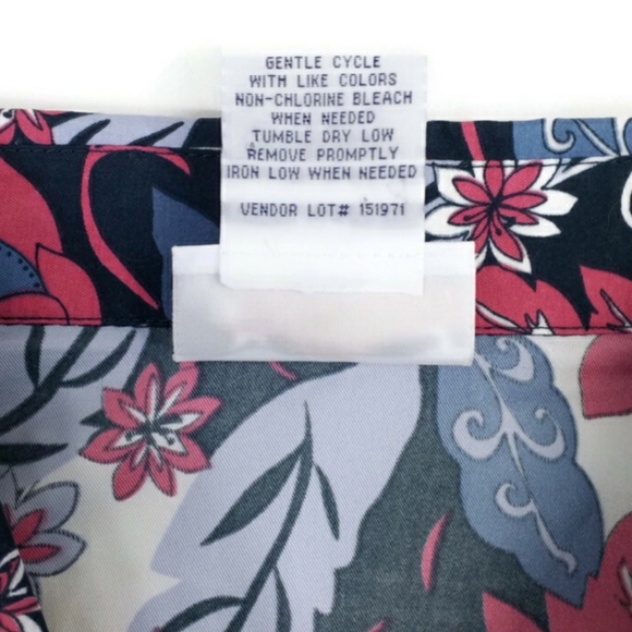 National Pink White Blue Floral Print Button Front Long Sleeve Blouse Women 22W - Picture 8 of 12